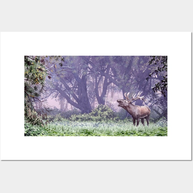 Rutting Red Deer Wall Art by kokayart